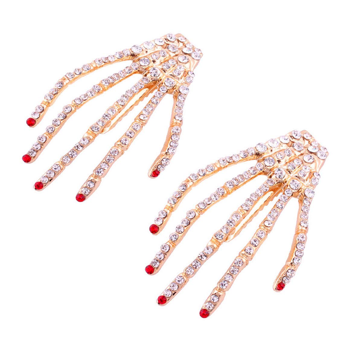 2Pcs Alloy Rhinestone Skeleton Claws Skull Hand Hair Clip Hairpin Zombie Punk Horror Bobby Claw Barrette Fashion Hair Accessories For Women Cosplay Beauty & Personal Care Suoirblss