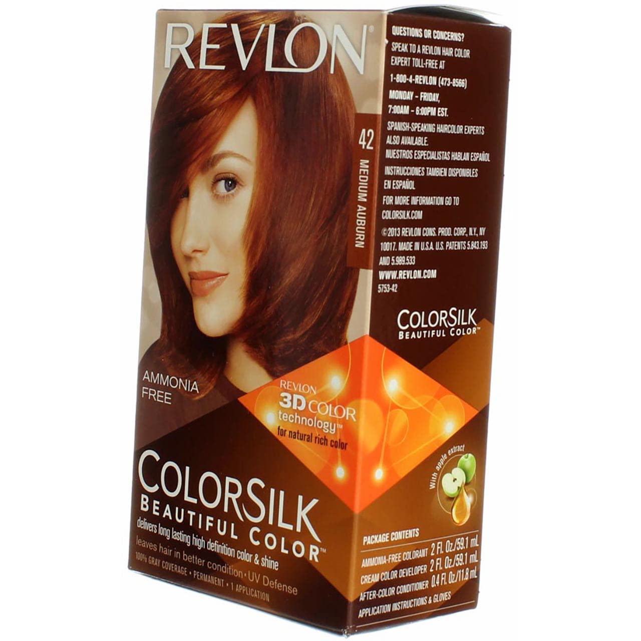 Revlon ColorSilk Hair Color, 42 Medium Auburn 1 ea (Pack of 9) Beauty & Personal Care COLORSILK