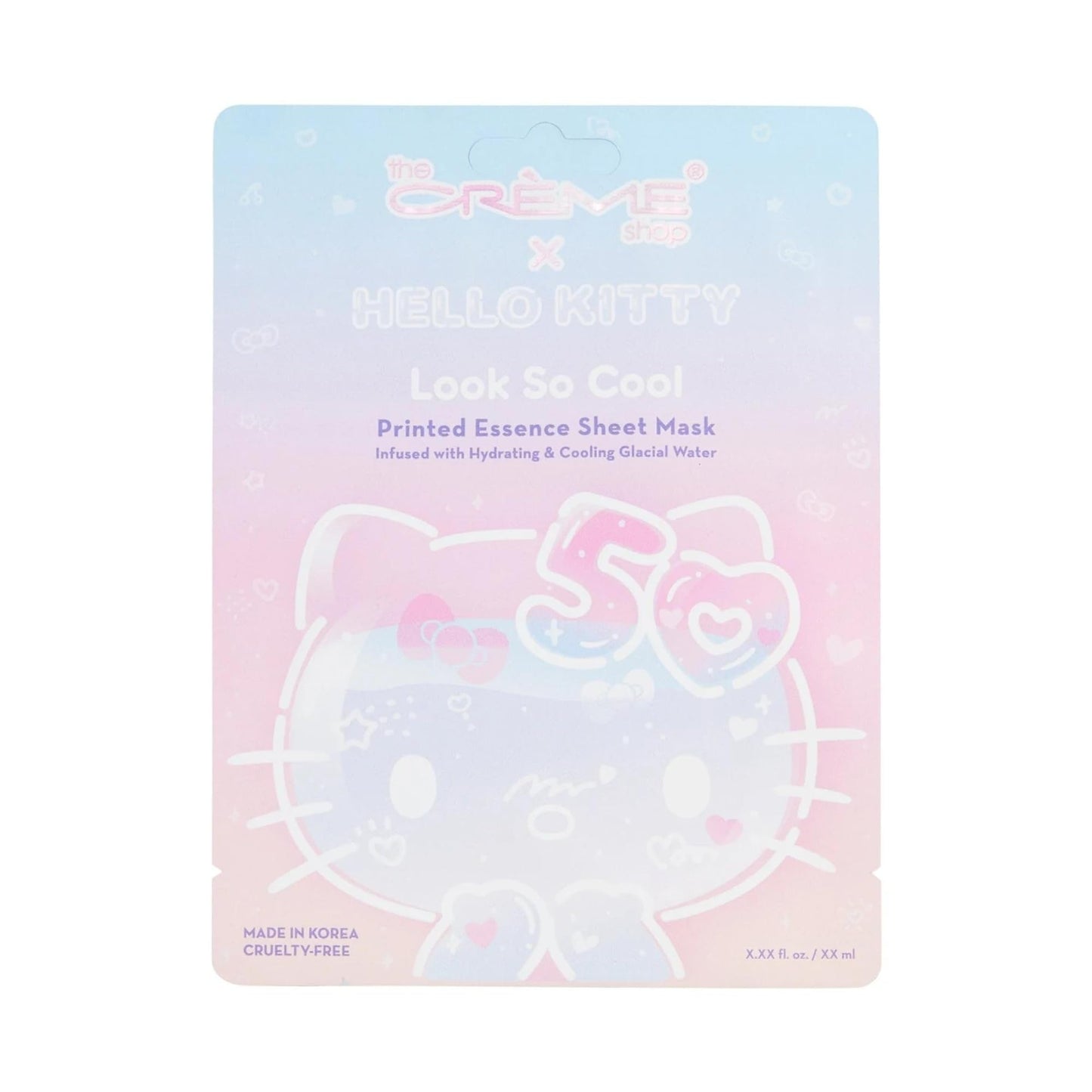 The Crème Shop x Hello Kitty Look So Cool Printed Essence Sheet Mask, Infused with Hydrating and Cooling Glacial Water, Korean Face Mask - 50th Year Beauty & Personal Care The Crème Shop