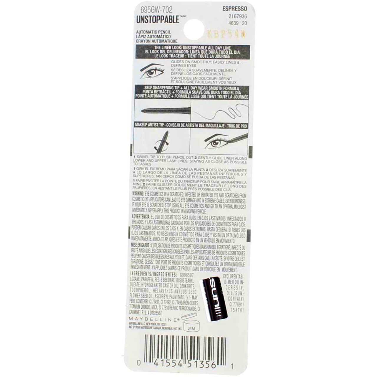Myb Unstop Eyeliner #60 Size 1 Ct Beauty & Personal Care MAYBELLINE