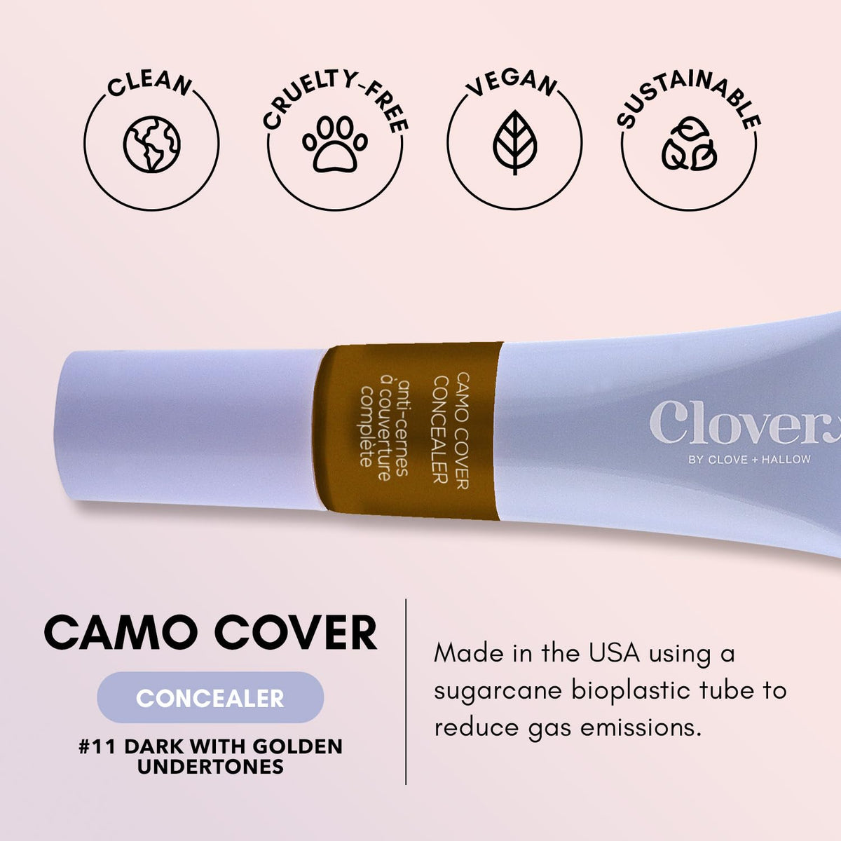 Clover Camo Cover Face & Under Eye Concealer Cruelty-Free & Vegan Natural Makeup Beauty & Personal Care Clover