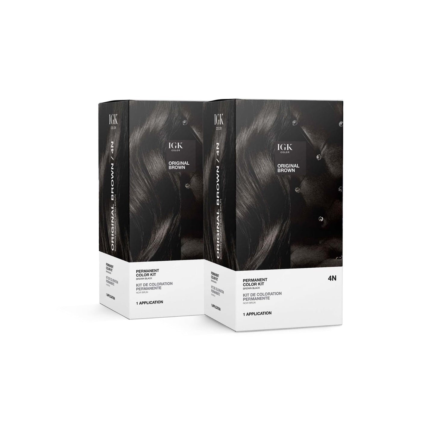 IGK Permanent Hair Color Kit | 4N Original Brown - Brown Black | 100% Gray Color Coverage + Strengthen + Shine | Ammonia Free Beauty & Personal Care IGK