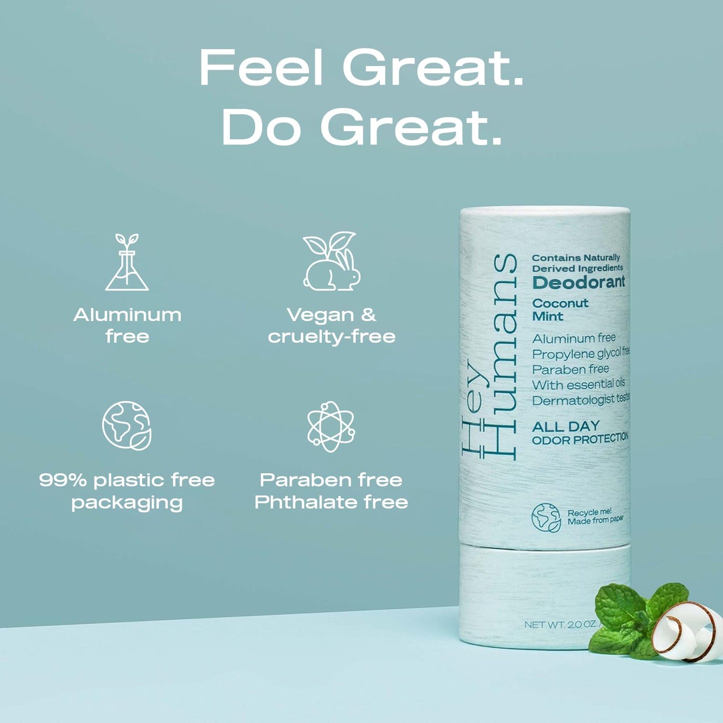 Hey Humans Deodorant, Aluminum Free Deodorant for Women and Men, Contains Naturally Derived Ingredients, All Day Odor Control, Refreshing Essential Beauty and Personal Care HEY HUMANS