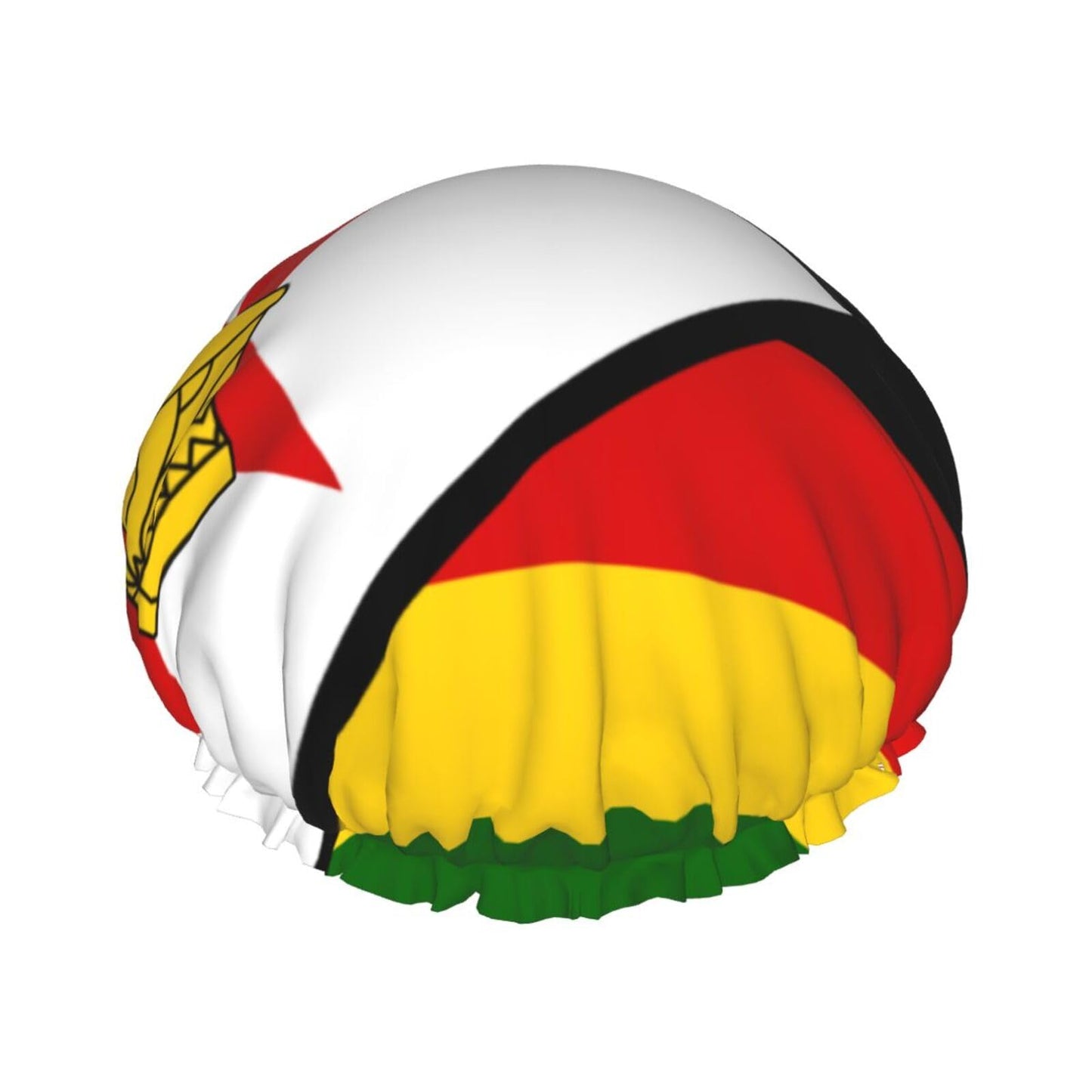 Zimbabwe Flag Prints Shower Cap Double Layer Lined Waterproof Bathing Shower Hat Beauty and Personal Care Hayyett