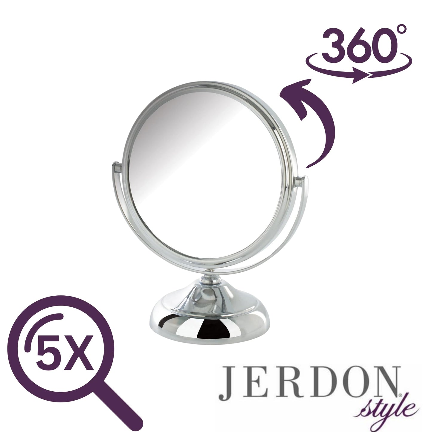 Model's Choice JERDON Tabletop Vanity Makeup Mirror with Chrome Finish - 5.5” Diameter Mirror with 5X-1X Magnification - Model MC247C Beauty & Personal Care Model's Choice
