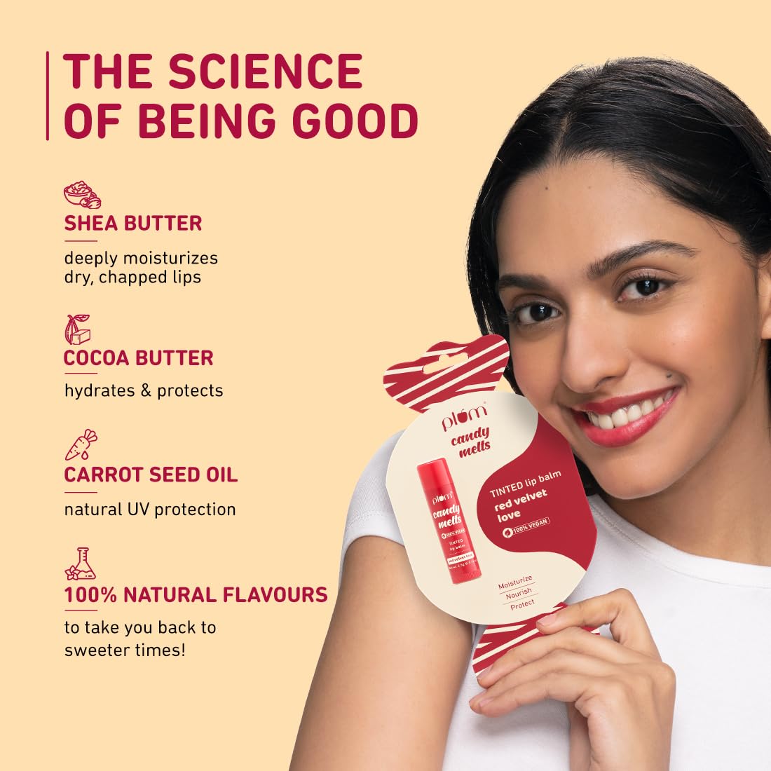 Plum Candy Melts Red Velvet Love Tinted Lip Balm - Moisturizes & Nourishes - Hydrates Dry & Chapped Lips - 100% Vegan - 4.5G (4.5 G (Pack Of 1) Red) Beauty and Personal Care Plum