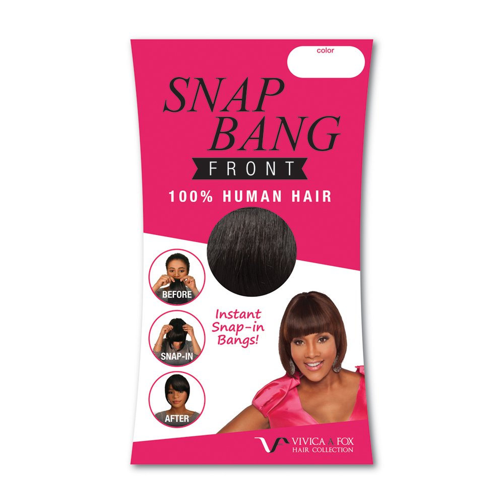 Vivica A. Fox SNAP BANG FRONT, 100% Human Hair, Clip-In Bangs, Snap-In Front Bang for Quick Styling, Thick Fake Bangs for Women, Heat Resistant (1 Jet