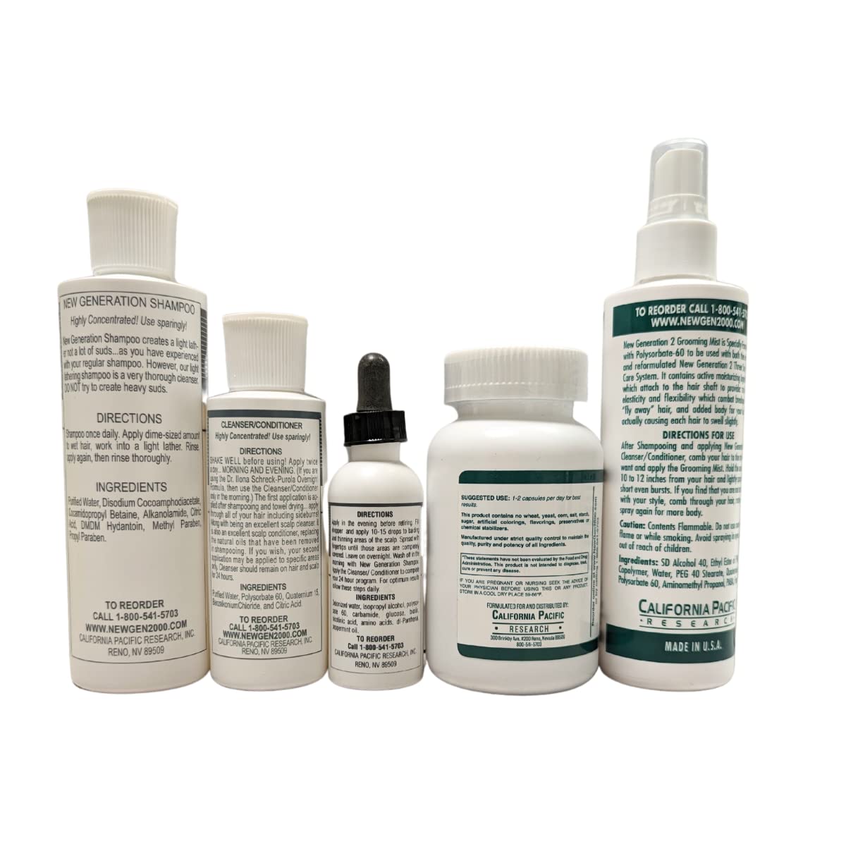 5-Piece Set New Generation Original Shampoo, Cleanser/Conditioner, Overnight Formula, Grooming Mist, Dietary Supplements - Helps to Control Hair Loss Beauty & Personal Care 5-Piece Set-Original