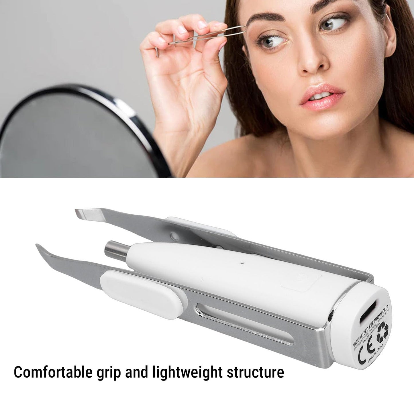 ZJchao Slanted LED Camera Tweezers For Eyebrows Hair Removal with 10X Magnification Portable Hair Plucking Tweezers Stainless Steel ABS Material Beauty and Personal Care ZJchao
