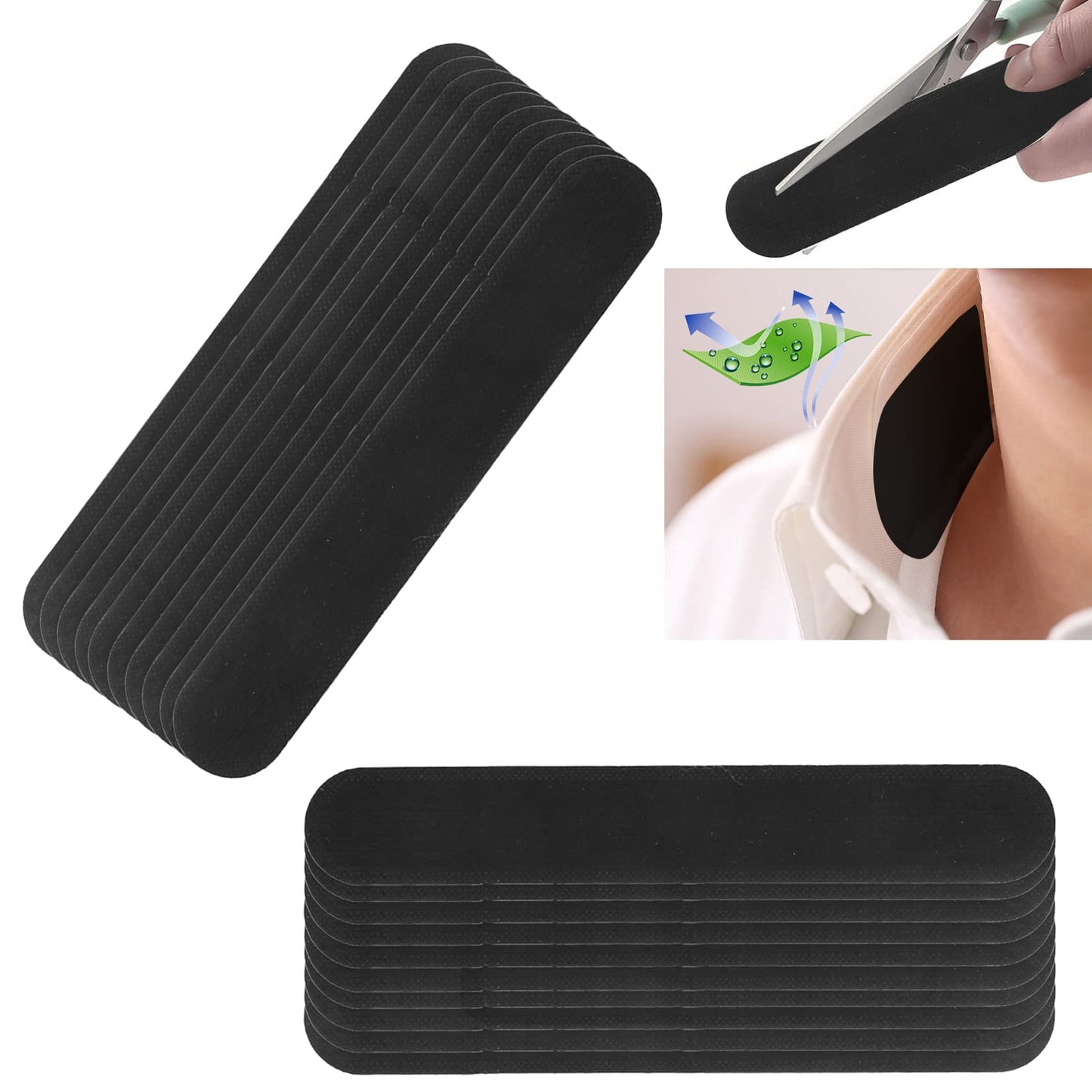 Collar Protector Sweat Pads, 20pcs Collar Sweat Pads Disposable Hat Collar Sweat SelfAdhesive Neck Liner Pads(Black) Beauty and Personal Care Milltrip