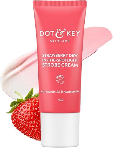 MENT Dot- & Key- Strawberry Dew Strobe Cream for Face | Skin Radiance Cream | Moisturizer & Highlighter for Face | for Dewy Glazed Instant Glow | Beauty & Personal Care MENT