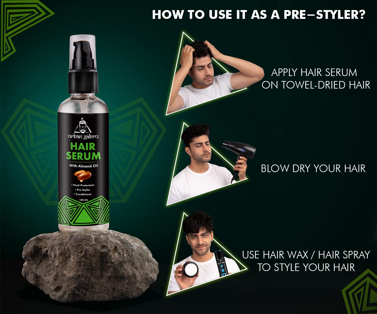 UrbanGabru Hair Serum for Men & Women - Heat Protectant - Pre Styler - Conditioner Beauty & Personal Care urbangabru