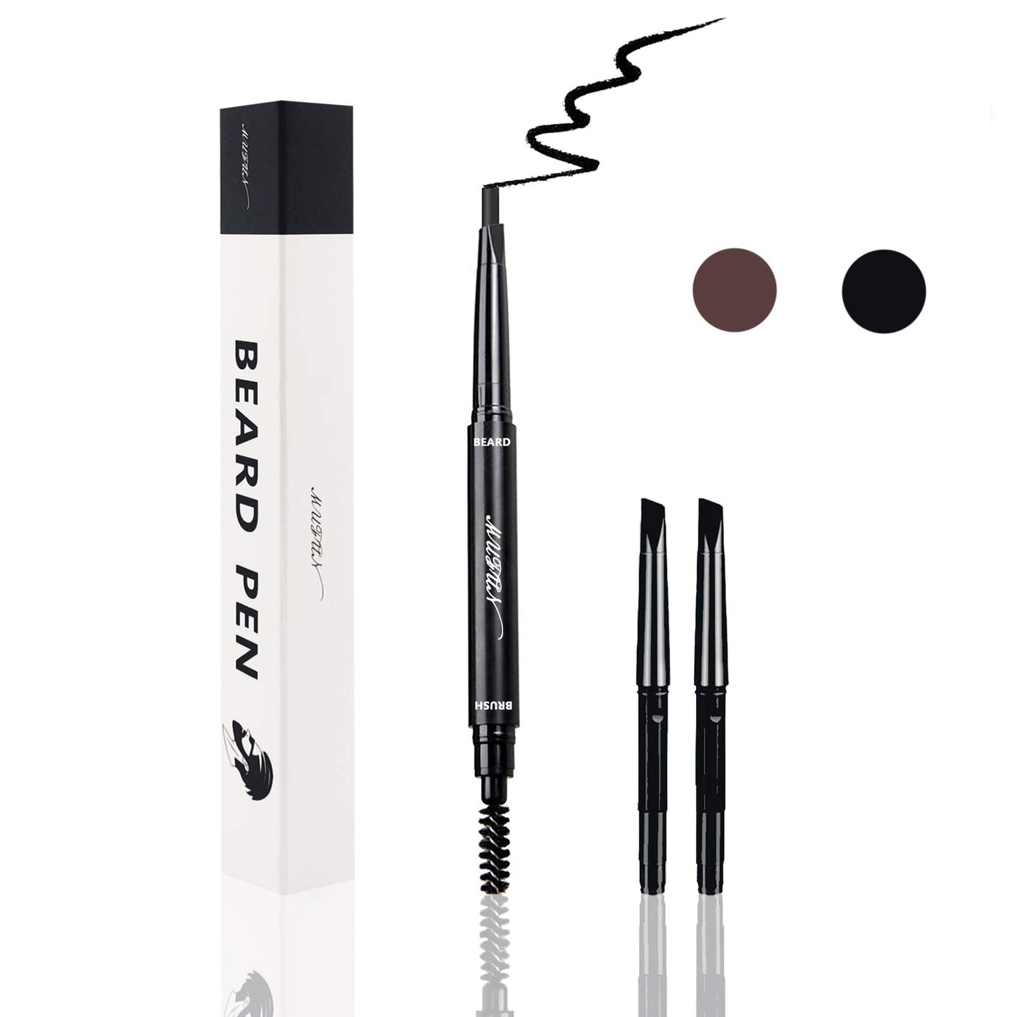 Beard Pencil Filler for Men - Water Resistant, Sweat Proof, Long Lasting & Natural Finish Barber Pencil, Mustache Repair Shape, Two Replacement Tips Beauty & Personal Care MUFUN