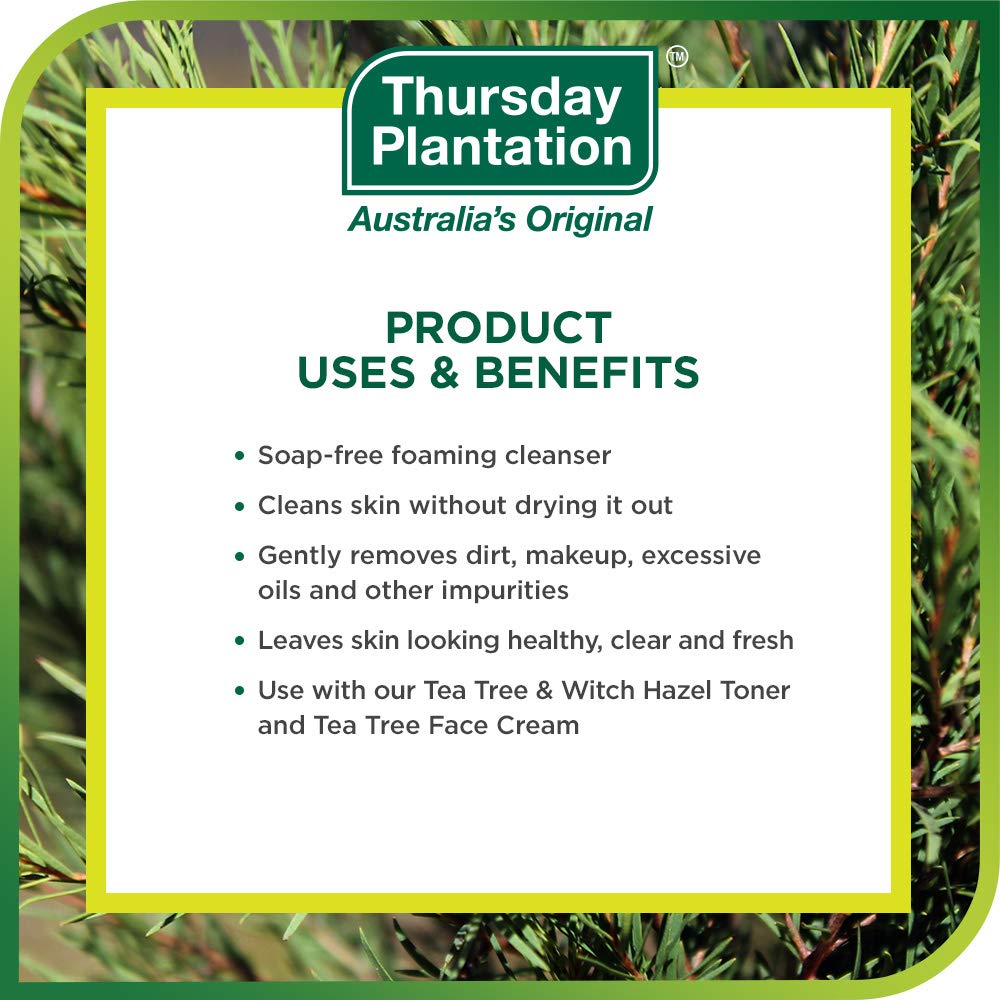 Thursday Plantation Tea Tree Face Wash Foam, Gentle Soap-Free Skin Cleanser, 5.1 fl oz Beauty & Personal Care Thursday Plantation