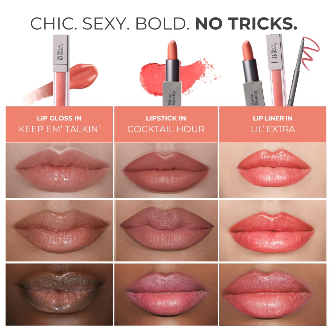 Rinna Beauty Lip Kit - Call Me Coral - All-in-One Lip Kit Includes Lipstick, Lip Gloss, and Lip Liner - Vegan, Long-Lasting, Anti-Aging & Beauty & Personal Care Rinna Beauty