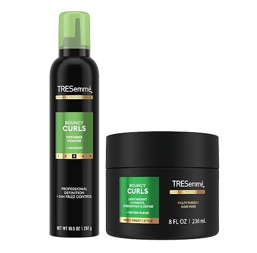 TRESemmé Multi-Tasking Hair Mask and Bouncy Curls Mousse with 24H Control & Definition Bundle Pack (Pack of 2) Beauty & Personal Care TRESemmé