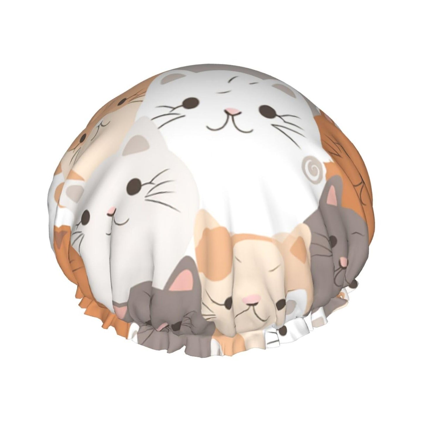 Orange Cats Shower Cap for Women Men Large Reusable Shower Bonnet Double-Layer Waterproof Bath Caps Elastic Band Hair Hat for All Hairstyles Beauty and Personal Care BWLHJKE