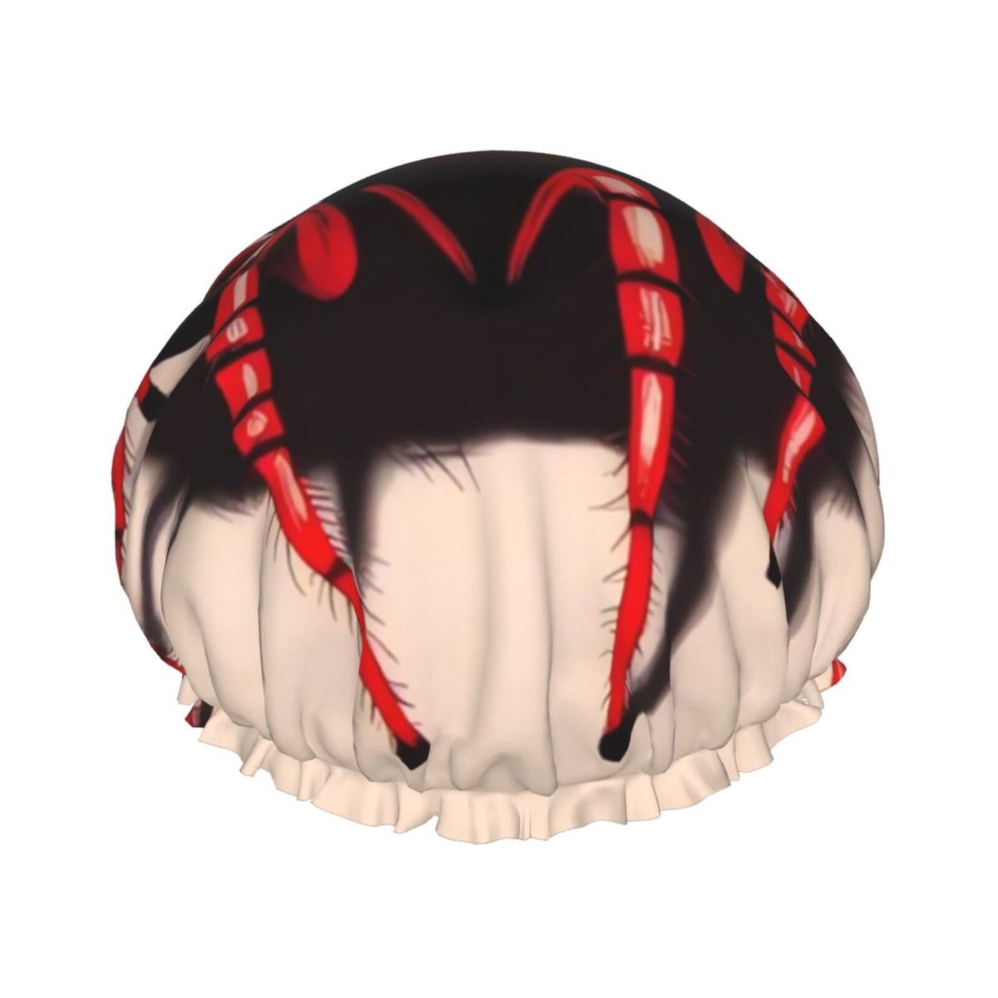 Cute little red spider Shower Cap for Women Men Large Reusable Shower Bonnet Double-Layer Waterproof Bath Caps Elastic Band Hair Hat for All Beauty and Personal Care BWLHJKE