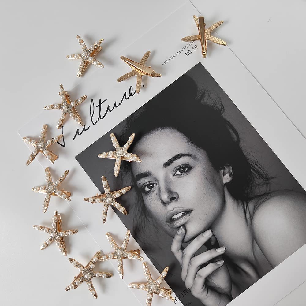 Starfish Hair Clip Star Hair Pins Mermaid Hair Accessories for Hair Barrettes Wedding Bridal Girls Women (Style1-15Pcs) Beauty & Personal Care Etncy Life
