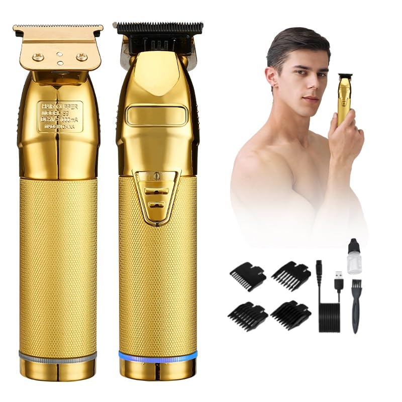 GLESVOWIO Pro Hair Clipper Electric Professional Trimmer for Men Cordless Rechargeable Shaver Barber Cutting Machine T Styling(Gold) Beauty and Personal Care GLESVOWIO