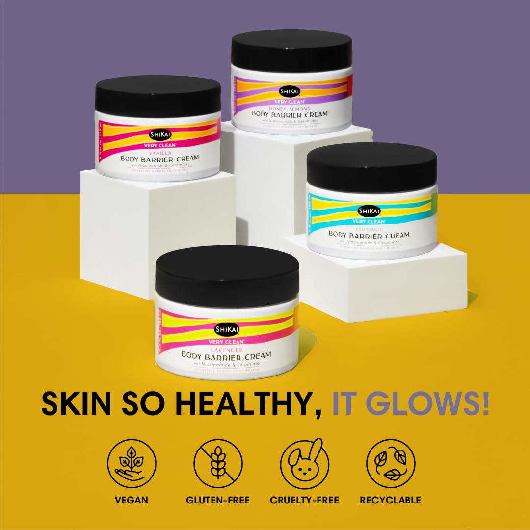 ShiKai Very Clean Moisturizing Body Barrier Cream (Honey Almond, 4.5 oz) | Hydrating Barrier for the Skin | With Niacinamide, Ceramides, Shea Butter Beauty & Personal Care ShiKai
