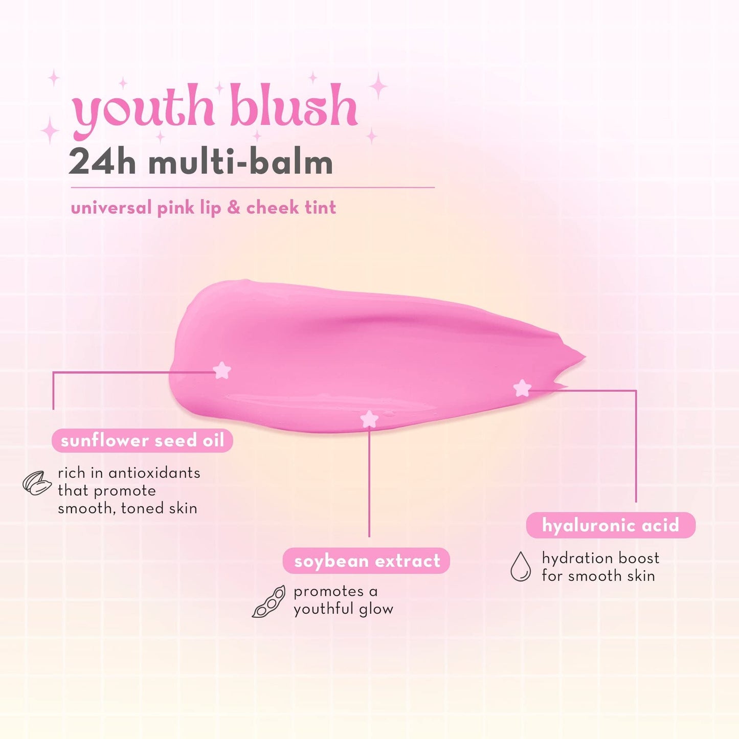 The Crème Shop YOUTH BLUSH 2-In-1 Lip & Cheek Multi-Balm - Made in Korea - Pink Lip and Cheek Stick Beauty & Personal Care The Crème Shop