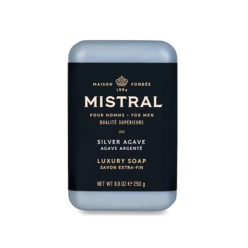 Mistral Silver Agave Luxury Bar Soap for Men | Men’s Natural Soap Bar | Paraben, Phthalates Free | Moisturizing & Triple-Milled Natural Soap for Men Beauty & Personal Care Mistral