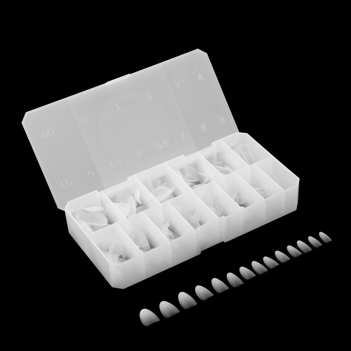 Apres Ombre Gel-X® Box of Nail Tips, 14 Sizes 00-9, Premium Quality (Natural Round Short, 210 Count)