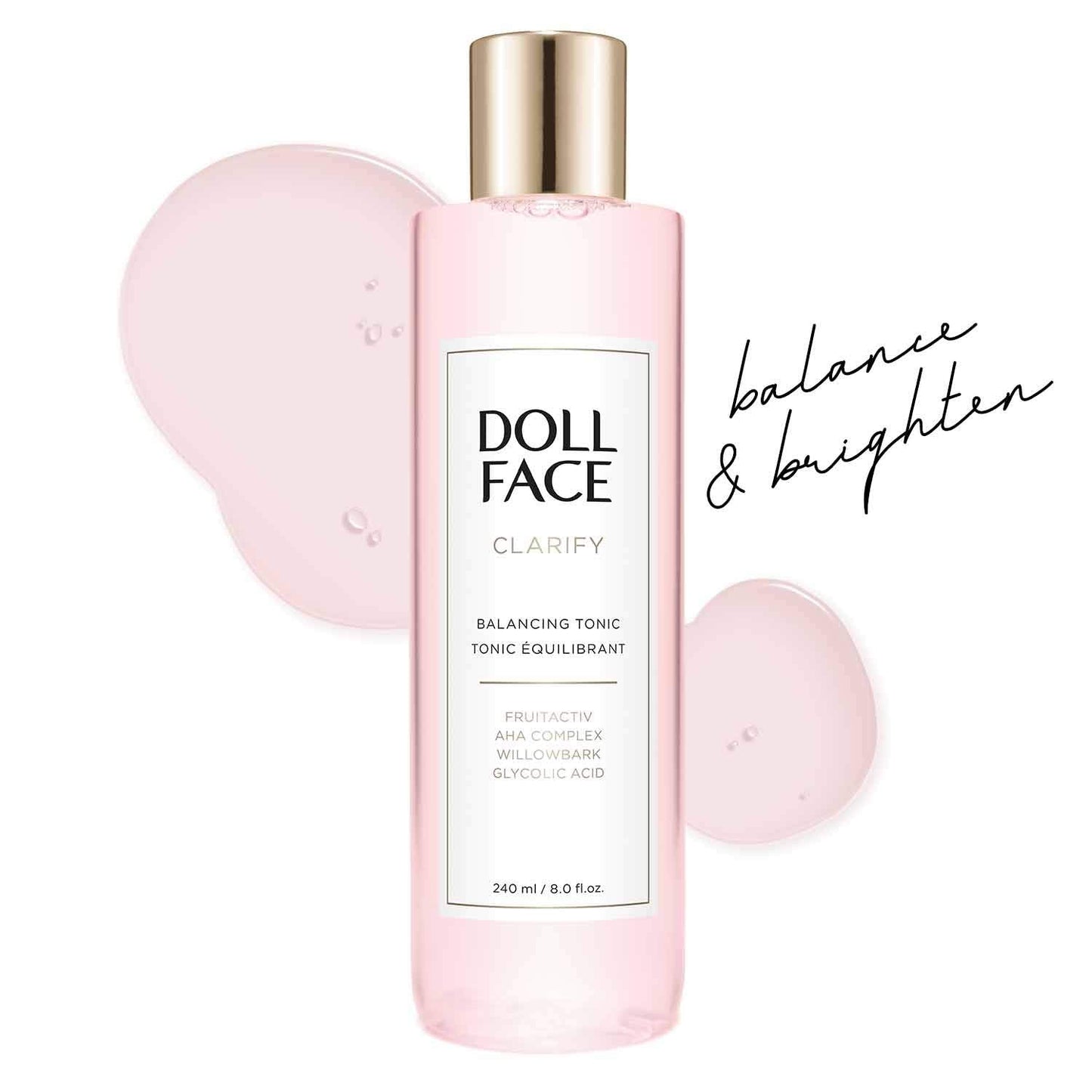 Doll Face Clarify Balancing Toner Glycolic Acid, Willow Bark and Enzymes, for Facial Soothing, Facial Toning 8oz Beauty & Personal Care Doll Face