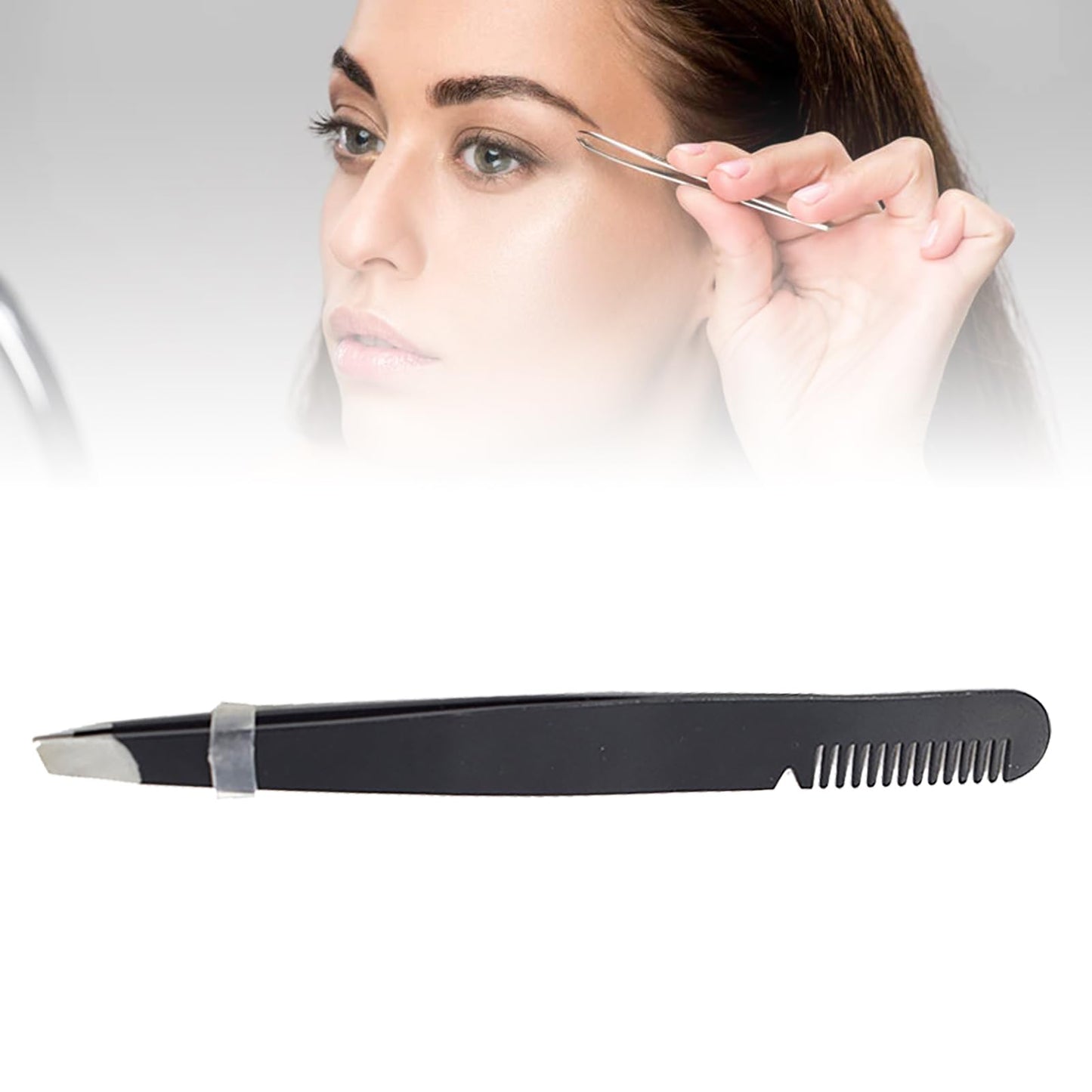 Eyebrow Tweezers with Comb, Double Ended Stainless Steel Slant Tip Precision Brow Grooming Tool for Hair Removal, Trimming & Eyelash Application Beauty and Personal Care Dioche