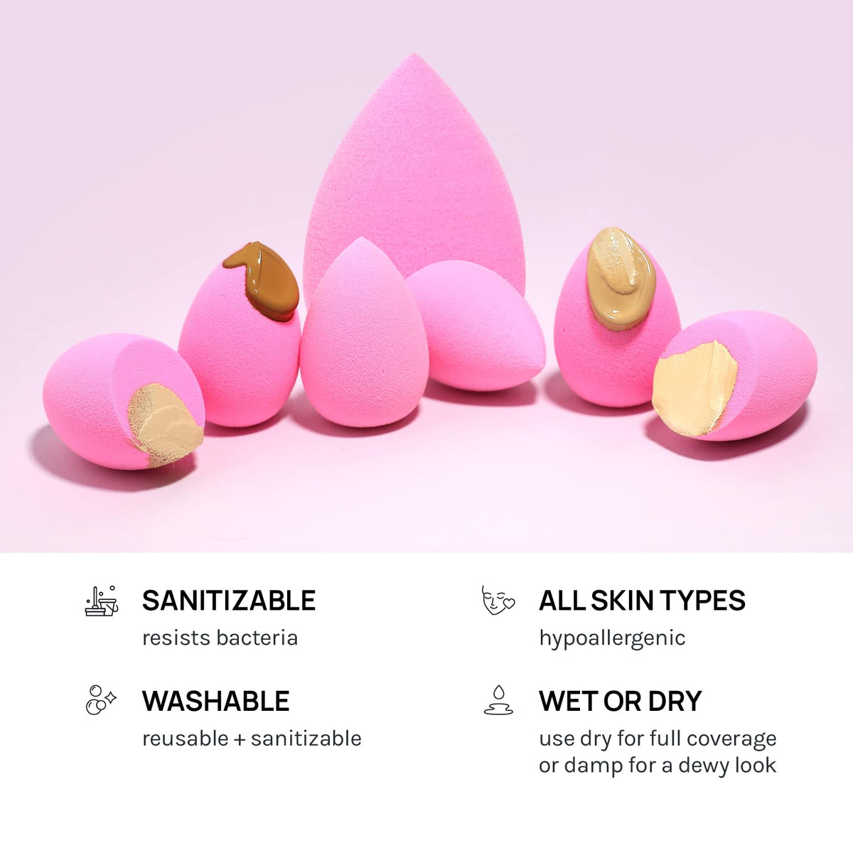 AOA STUDIO Collection MiNi Makeup Sponge Set Blender Latex Free and High-definition of 6 For Powder Cream Liquid, Super Soft Wonder Beauty Cosmetic 3