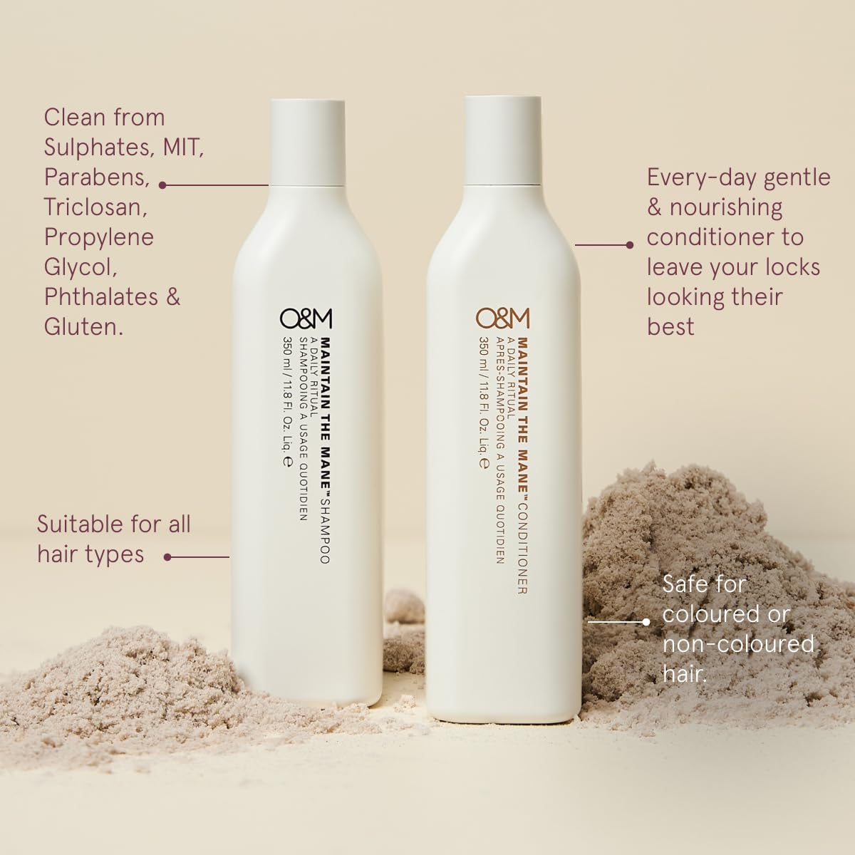 O&M Maintain The Mane Vegan Everyday Natural Moisturizing Shampoo for Women + Men, Provitamin B5, Safe Daily Beauty Care + Hair Care,