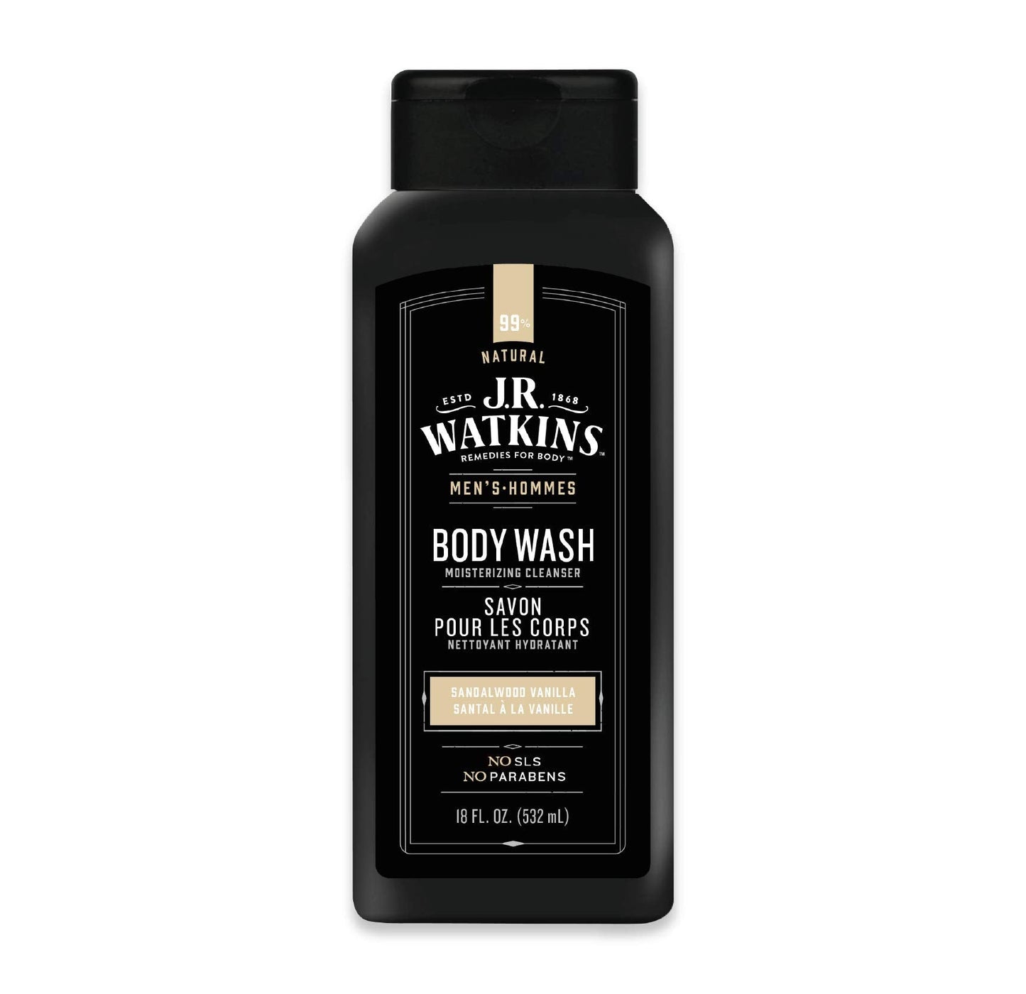 J R Watkins Men's Body Wash, Sandalwood Vanilla, 18 fl oz (532 ml) Beauty & Personal Care J.R. Watkins