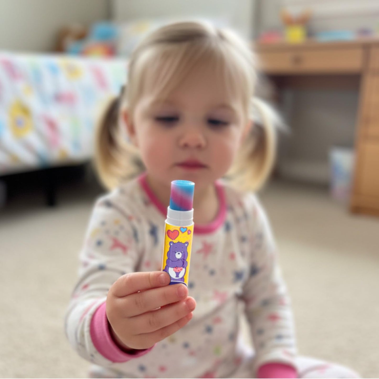 Care Bears 4 PK Plant-Based, Fruity Scented Lip Balm, & 1 Tin, Colorful Hydrating Mosturizor Swirl Lip Balm Set for Kids, by Townley Girl Beauty and Personal Care Townley Girl