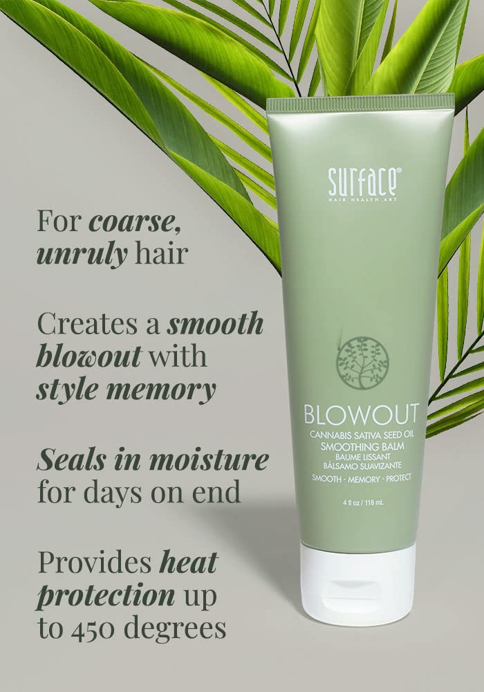 SURFACE Hair Blowout Smoothing Balm- Organic Ingredients for Women and Men, Heat-Resistant with Babassu Oil for Longer Lasting Blowouts - 4 fl oz Beauty & Personal Care SURFACE