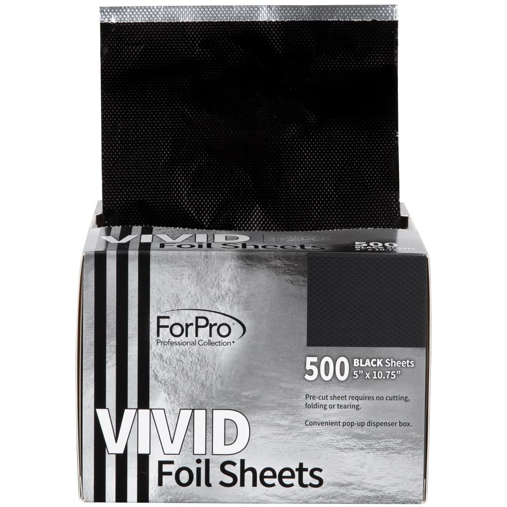 ForPro Professional Collection Vivid Black Embossed Foil Sheets, Aluminum, Pop-Up Foil Dispenser, Hair Foils for Color Application & Highlighting Beauty & Personal Care ForPro Professional Collection