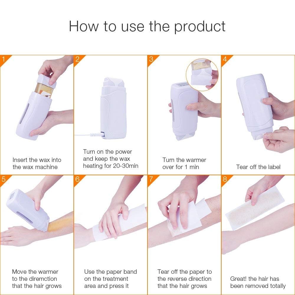 ZJchao Electric Depilatory Roll On Brazilian Wax Heater, Portable Wax Warmer with LCD Temperature Display for Home and Travel Use (US Plug 110V) Beauty and Personal Care ZJchao