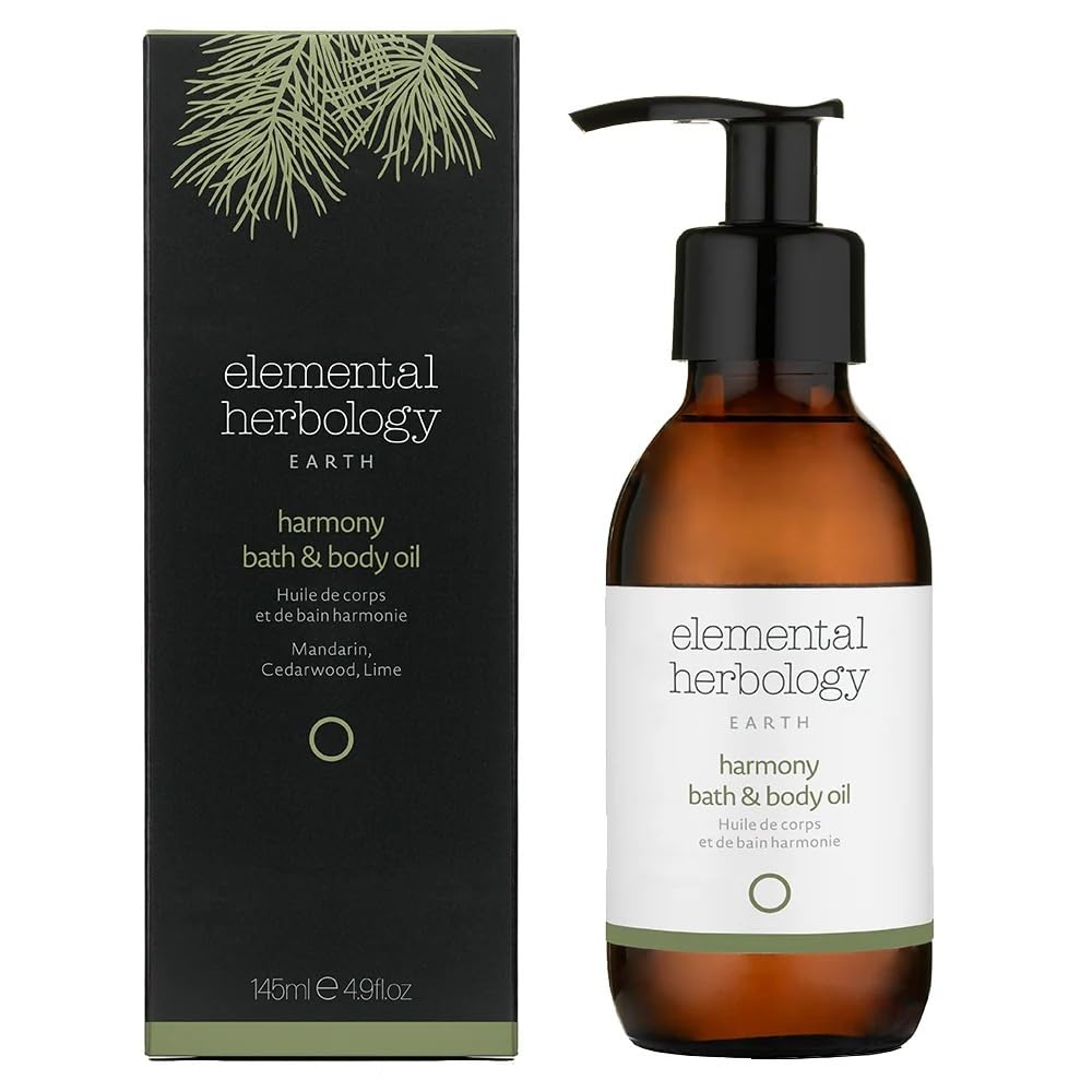 Elemental Herbology Harmony Bath & Body Oil 5.0 fl oz- Balancing Aromatherapy Oil with Mandarin, Cedarwood & Lime - Reduces Stress, Restores Emotional Beauty and Personal Care Elemental Herbology