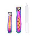 Rolabling Colorful Rainbow Nail Clippers Kit Fingernail Cutter and Toenail Cutter Glass Nail File Stainless Steel Clipper Pedicure and Manicure Nail Beauty & Personal Care Rolabling