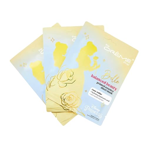 The Crme Shop x Disney Rose Sheet Mask - Moisturizing & Balancing - Infused with Rose Water & Hyaluronic Acid - Beauty and the Beast Belle - Suitable Beauty & Personal Care The Crème Shop