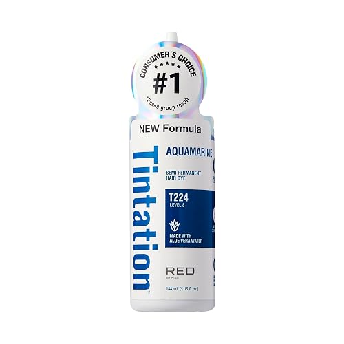Red by Kiss Tintation Semi-Permanent Hair Color, Aloe Vera Water Based, Argan Oil, Olive Oil, Collagen & Keratin, Long-Lasting Color Dye (Aquamarine Beauty & Personal Care Red By Kiss