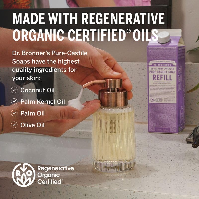 Dr. Bronner's Pure-Castile Liquid Magic Soap Refill - Made with Regenerative Organic Certified Oils, 86% Less Plastic per Quart - 18-in-1 Uses Beauty & Personal Care Dr. Bronner's