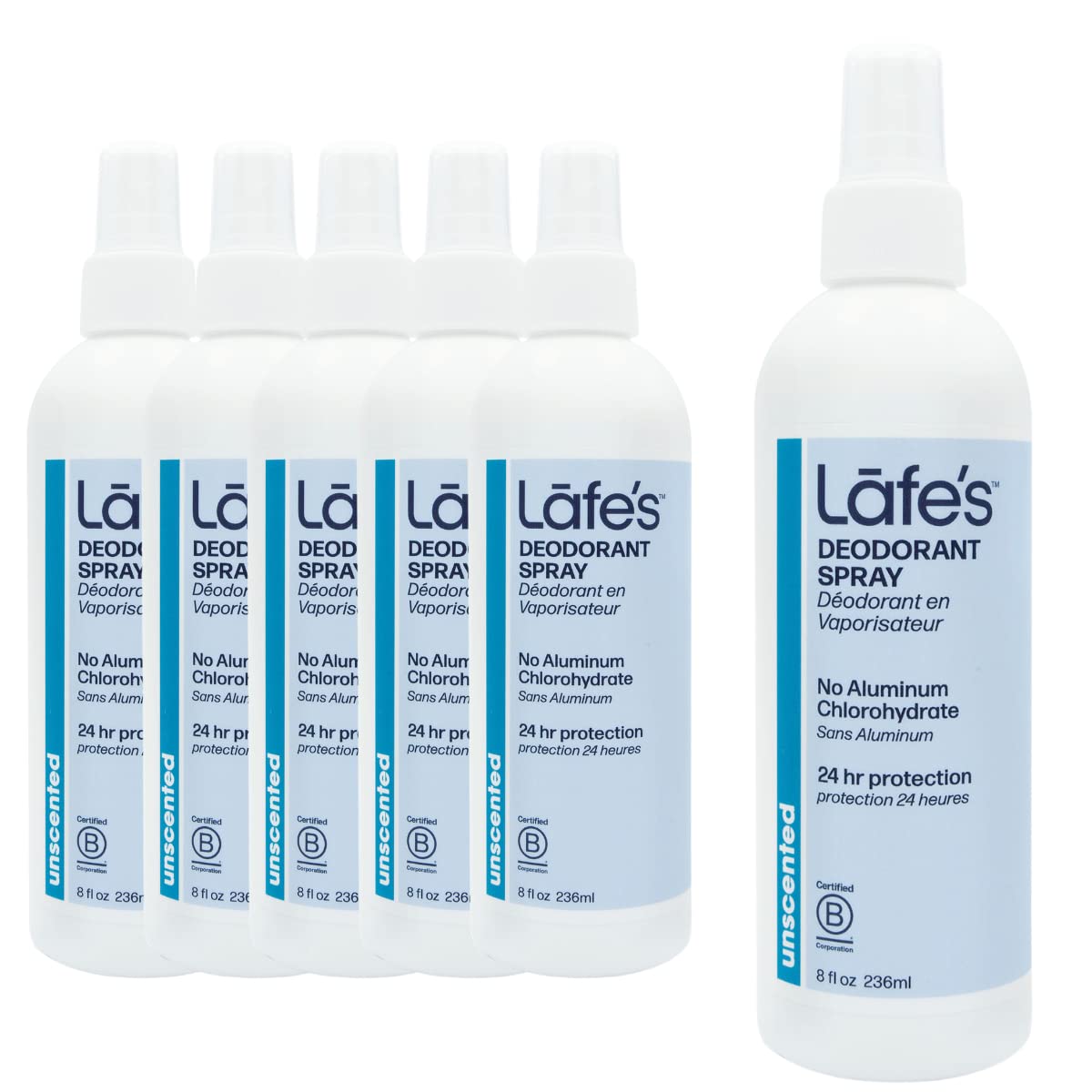 Lafe's Natural Deodorant - Unscented Aluminum Free Natural Deodorant Spray - Vegan & Baking Soda Free - 6 Pack (8 oz each) Beauty and Personal Care Lafe's