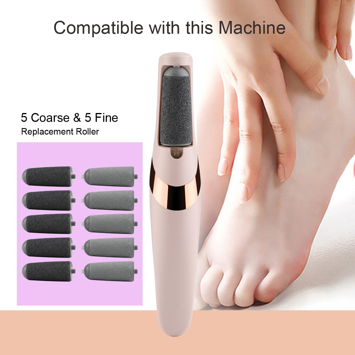 10 Pack Replacement Rollers Compatible with Finishing Touch Flawless Pedi Electric Tool File Include 2 Cleaning Brush (5 Black Coarse&5 Gray Fine) Beauty & Personal Care GOMINYUF