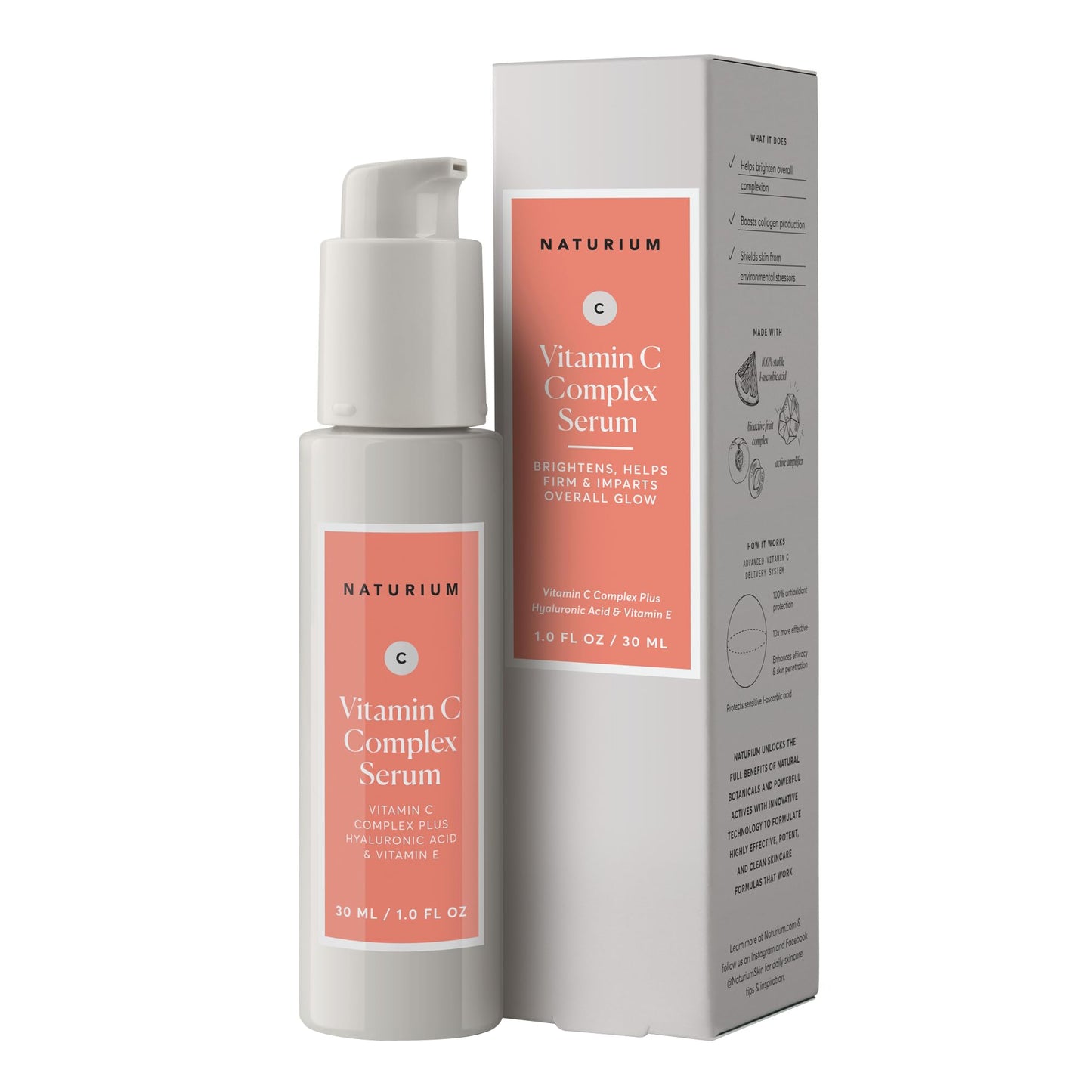 Naturium Vitamin C Complex Face Serum, Plus Hyaluronic Acid & Vitamin E, Anti Aging Skin Care Treatment, 1 oz Beauty & Personal Care Naturium