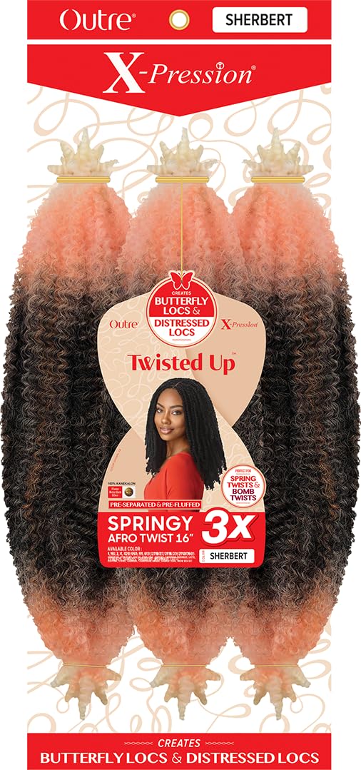Outre X-Pression Synthetic Braid - 3X SPRINGY AFRO TWIST 16 (SHERBERT)