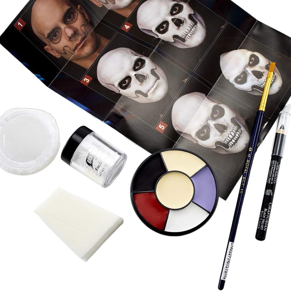 Graftobian Skull Makeup Kit - Skeleton Makeup Set for Costumes, Cosplay, and Halloween
