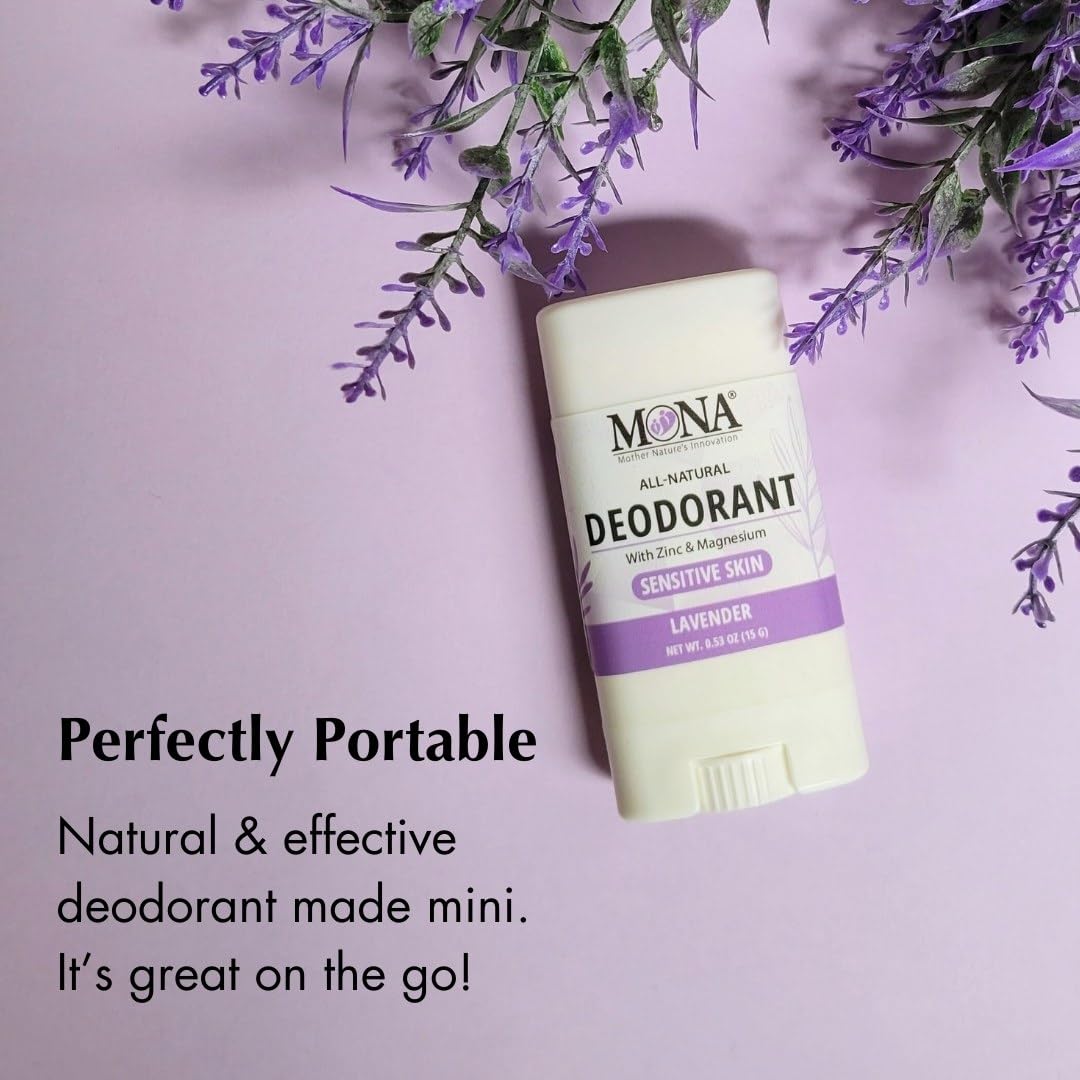 MONA Brands Natural Mini Deodorant for Women & Men, Travel Size 4-Pack, Aluminum & Baking Soda Free, Gentle for Sensitive Skin, Vegan Deodorant Beauty and Personal Care MONA
