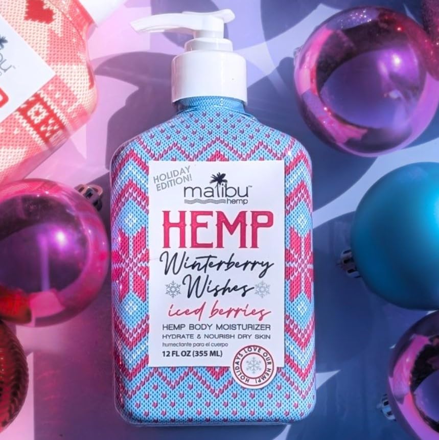 Malibu Hemp Holiday Edition Winterberry Dreams Body Moisturizer, 12 Fl Oz, Paraben-Free Lotion with Hemp Seed Oil for Dry Skin, Cooling and Nourishing Beauty & Personal Care Malibu Hemp