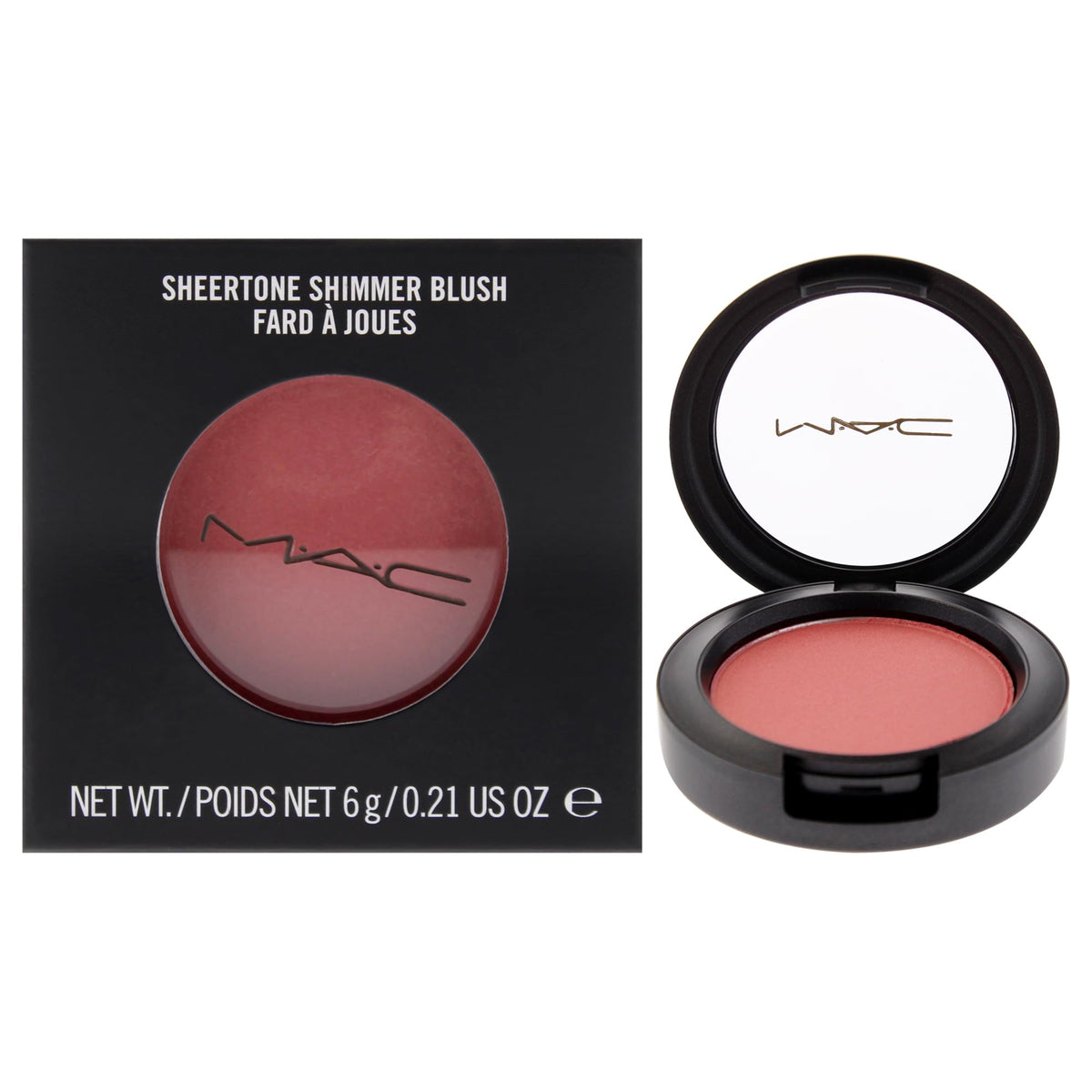 MAC Sheertone Shimmer Powder Blush Peachykeen for Women, 0.21 Ounce